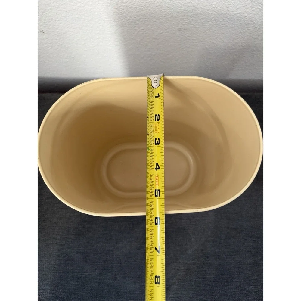 Rubbermaid Wastebasket Almond Oval Swirl Contour Plastic Trash Can Vtg 80s